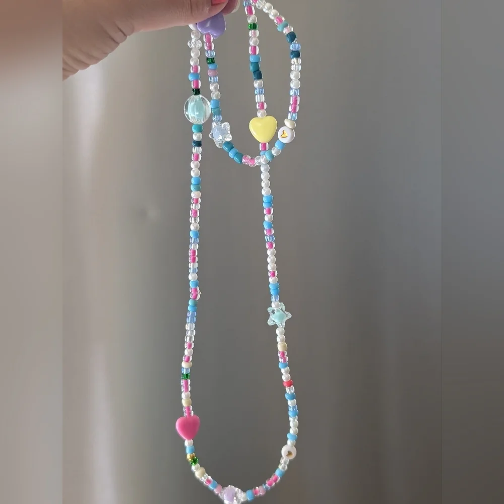 Colorful Beaded Kids Necklace And Matching Bracelet - Picture 2 of 3